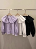 韩国法式高级感娃娃，领衬衫女2024设计感小众荷叶，边紫色灯笼袖上衣