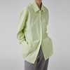 春夏季时髦大廓形显瘦长袖绿色条纹宽松衬衫气质OL通勤衬衣上衣女