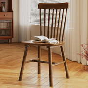 实木餐椅家用简约餐桌椅商用靠背凳子中复古书房椅子小户型温莎椅