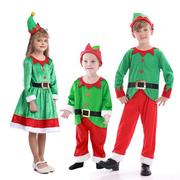 圣诞节儿童服装男女童，演出服幼儿园精灵装扮衣服，儿童圣诞老人服装