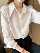 雪纺衬衫女设计感小众春秋装，2024韩版长袖大码宽松职业白衬衣(白衬衣)