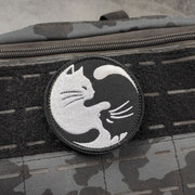 太极猫刺绣魔术贴章帕奇阴阳猫太极图臂章，个性圆形背包贴创意微章