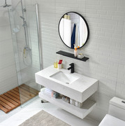 北欧双层大理石洗手盆组合卫生间，挂墙式洗手盆小户型，浴室柜洗漱台