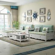 地中海实木沙发组合简约现代白色美式田园风格小户型储物客厅家具