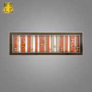 橙色装d饰画立体金属HO字母实物画皮革装裱横幅床头画样板房