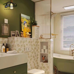 法式复古轻奢银杏植物小花砖卫生间浴室百搭墙砖厕所洗手间艺术砖