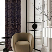 mifu米夫轻奢复古紫色金色装饰窗帘，别墅客厅落地窗纱法式花卉