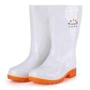 中筒雨鞋男606白色中帮卫生雨靴劳保防水鞋，胶鞋定制logo食品鞋工