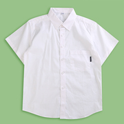 儿童衬衫夏装短袖男童，中小学生校服纯棉纯白色，上衣小孩演出服衬衣