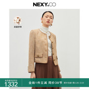 nexy.co奈蔻2023年秋季气质，复古小香风，简约薄款圆领短外套女