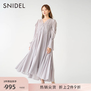 SNIDEL春夏款甜美仙女套头宽松纯色长袖连衣裙SWFO231035