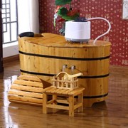 香柏木浴桶鹅蛋形省水家用泡澡木桶可加盖熏蒸浴缸洗澡桶