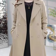 2023秋季高级感显瘦气质时尚双排扣大码女装韩版风衣外套女