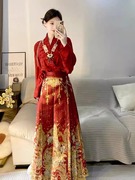 出租传统高腰红色重工马面裙过年汉服女订结婚服新中式国风敬酒服