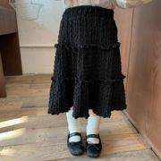 2023春季韩国童装韩版气质褶皱，文艺范女童(范女童)半身裙腰裙