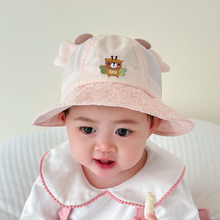 女宝宝遮阳帽子春秋薄款甜美可爱洋气婴儿防晒帽大帽檐女童太阳帽