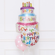 快乐生日铝箔气球彩色喜庆印小狗字母卡通圆形儿童充氦气飘空