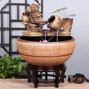 创意陶瓷金鱼缸(金鱼缸)客厅，喷泉桌面流水，摆件小型家用循环招财鱼缸养鱼盆