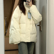 休闲时尚套装韩系少女棉服冬装2023学生穿搭牛仔裤潮加厚外套