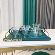 玻璃花茶壶套装下午茶水果，茶具家用壶耐热杯子，北欧风格轻奢养生壶