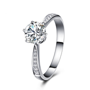 钻戒女1克拉裸钻铂金钻石戒指婚戒六爪结婚求婚订婚50分定制