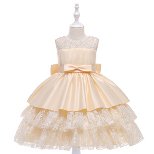 亚马逊儿童礼服蕾丝婚纱，花童礼服裙网纱蛋糕，公主裙演出礼服连衣裙