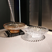 欧式透明水晶玻璃水果盘家用客厅果盘茶几圆形大号网红琥珀糖果盆