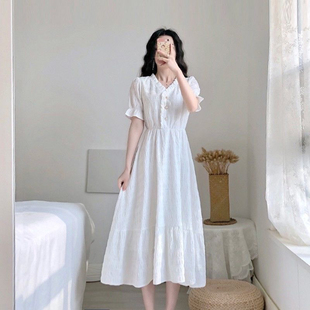 法式复古气质仙女小香风白色连衣裙2024夏季韩版流行裙子桔梗
