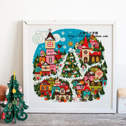 小房子十字绣法国dmc线，圣诞城堡杂志美图欧式小镇摆件现代简单