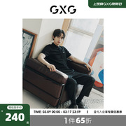 GXG奥莱 22年男装 夏季黑色明线简约短袖POLO衫#10D1240618B