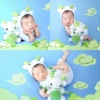 儿童摄影小绿龙主题白色可爱中国龙宝宝(龙宝宝)满月百天照拍照动物道具