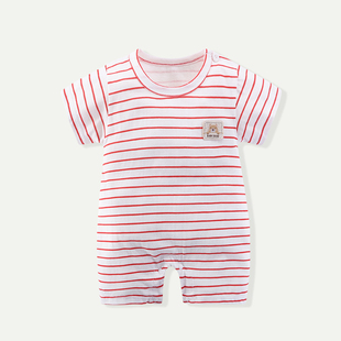 婴儿连体衣短袖2020夏新生儿衣服，薄款纯棉0-1岁男女宝宝夏装爬服