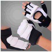 跆拳道护手护脚儿童拳击半指手套仿皮训练护脚背比赛护具XS护手(