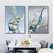 餐厅装饰画现代简约创意饭厅挂画酒杯轻奢家居墙画两联壁画餐桌画