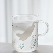 zakka杯子日式玻璃杯带把带盖耐热家用水杯创意可爱简约透明茶杯