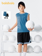 巴拉巴拉童装儿童套装男童2024夏装中大童，短袖运动篮球两件套
