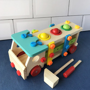 儿童动手拆装拧螺丝，益智玩具宝宝敲球车工程车锤子智力3岁男