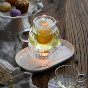 创意欧式耐热玻璃花草茶壶，加热温茶底炉下午茶，s咖啡壶茶蜡直烧