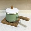 宜家卡斯鲁长柄，带盖锅1.5升珐琅绿色，怀旧搪瓷奶锅单柄烧锅