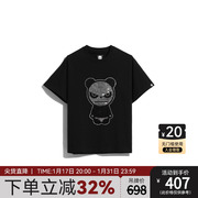 Hipanda你好熊猫经典熊猫钻T恤男士夏季宽松宽松潮流时尚个性