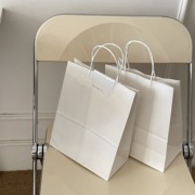 ins白色牛皮纸手提袋甜品包装袋，服装打包袋购物袋，纸袋袋纯白