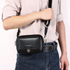男士真皮手机包时尚(包时尚，)迷你小挎包，百搭拉链小包横款老人包零钱包