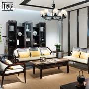 东墅禅意新中式小户型客厅家具实木，布艺沙发组合黑檀木真皮沙发y8