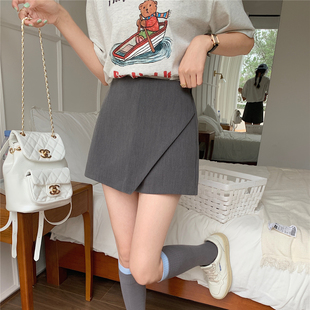 hwwwshop夏季韩版高腰，不对称包臀裙裤女a字小个子拉链短裤子