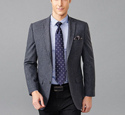 灰色羊毛单排两粒扣修身休闲商务男士西服，单西装(单西装)外套fxwb3040