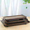 泰国竹编茶盘实木手工茶具，家用复古长方形茶托新中式茶杯藤编托盘
