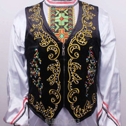 新疆男士舞蹈舞台表演马甲背心外搭外套绣花修身衣服男装民族特色