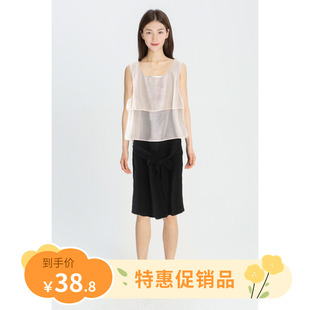 高系列春夏时尚假两件无袖OL气质撞色清新女装连体短裤2N180