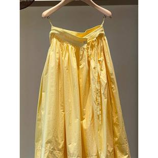 今年流行梨形身材，a字裙法式气质小个子高腰，黄色半身裙女夏装