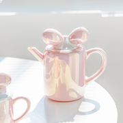 蝴蝶结陶瓷水壶下午茶花茶茶具水果茶壶茶杯套装家用高颜值ins风